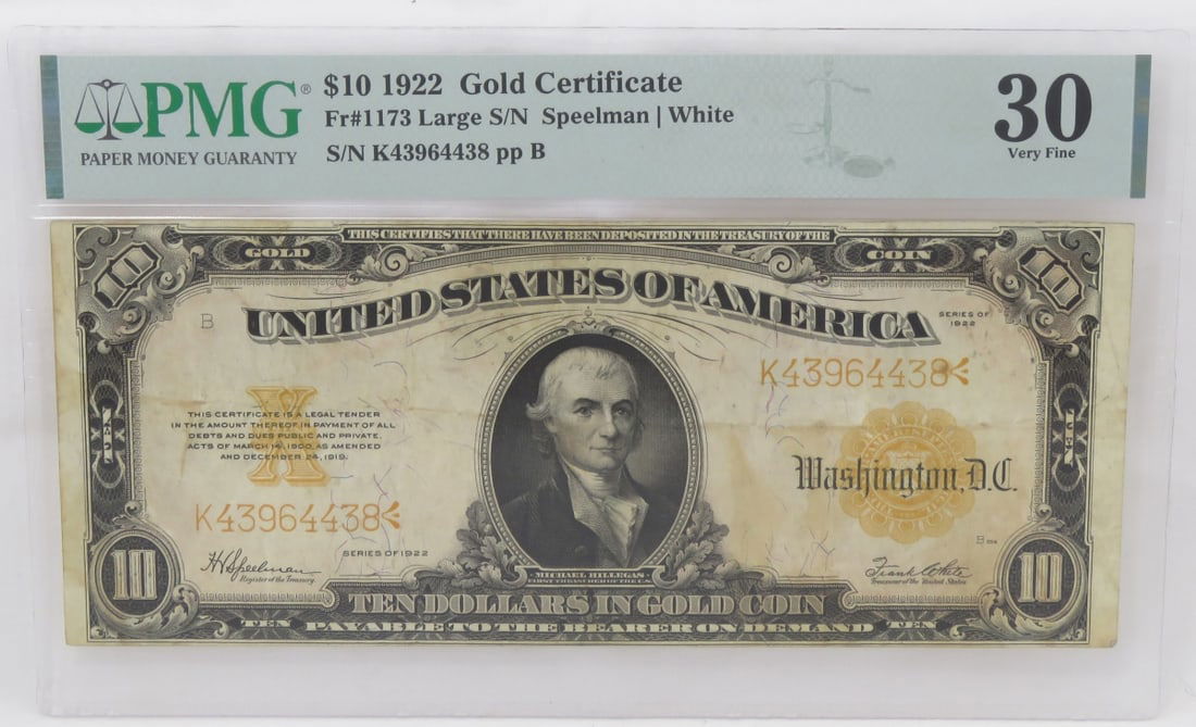 1922 $10 Gold Certificate PMG VF30 (1 of 8)