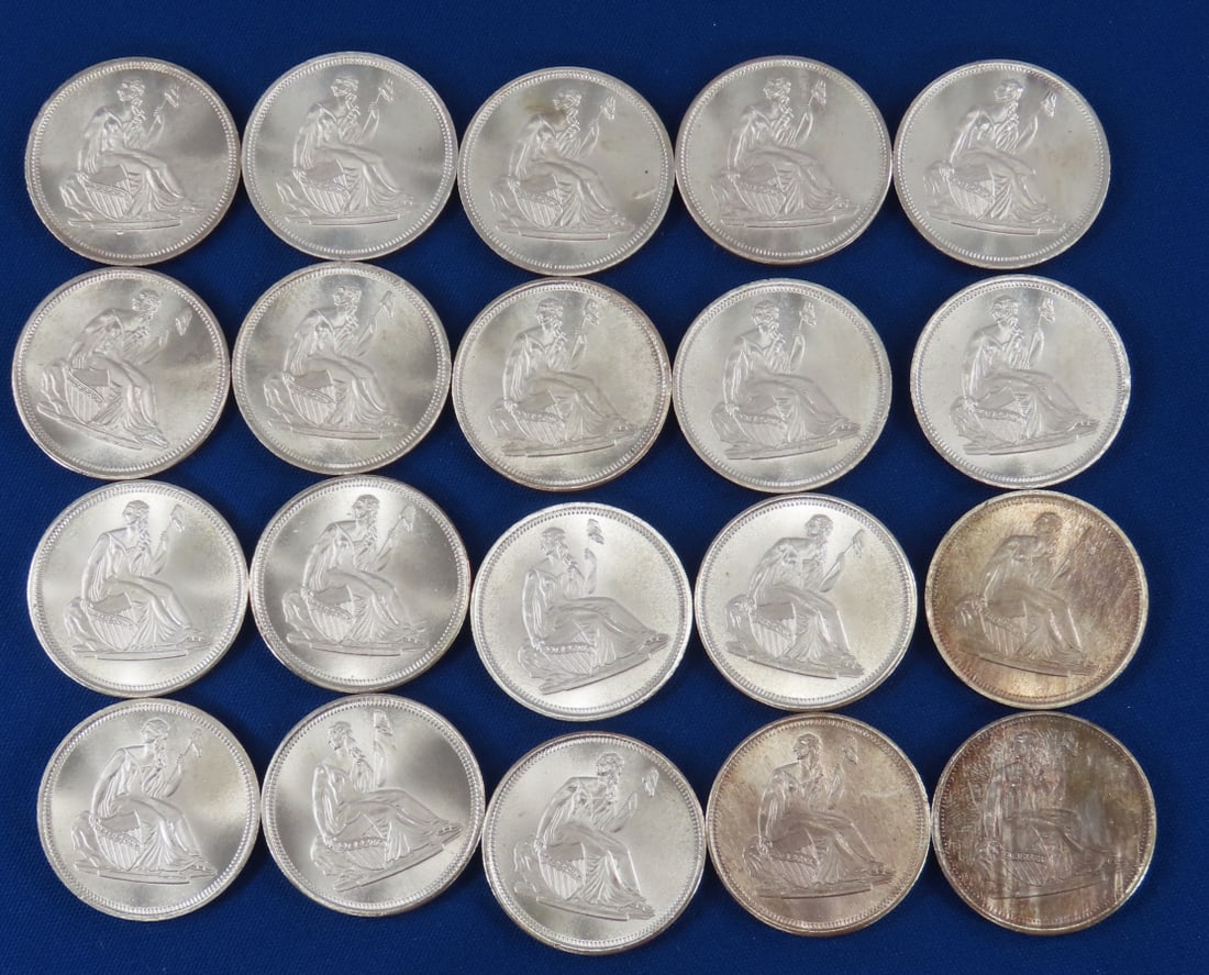 20 Seated Liberty Style 1 ozt Silver Rounds BU (1 of 11)