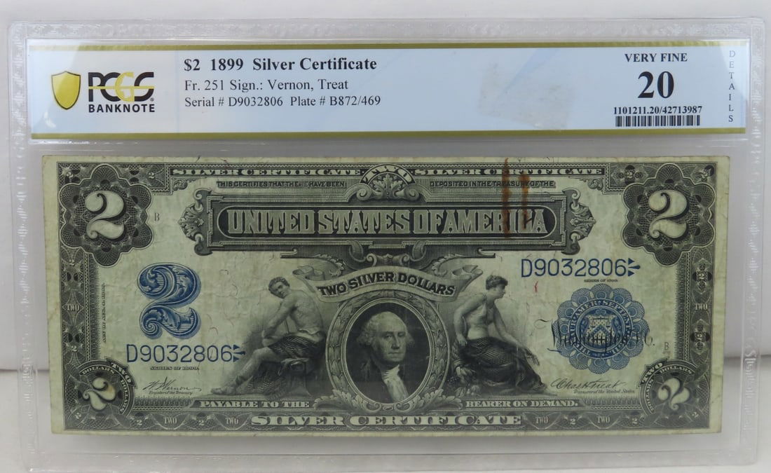 1899 $2 Silver Certificate PCGS VF20 Fr. 251 (1 of 6)