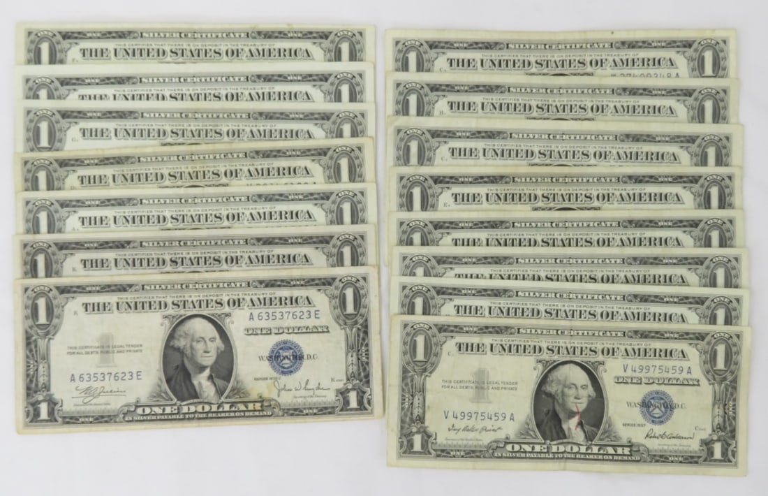15 1935 & 1957 $1 Silver Certificates (1 of 9)