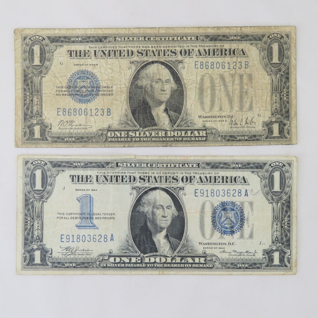 1928 B & 1934 $1 Silver Certificate Funny Backs (1 of 11)