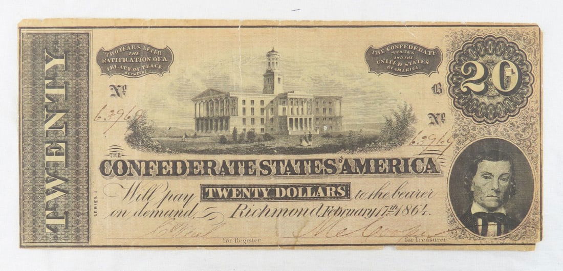 1864 Confederate States $20 Note (1 of 2)