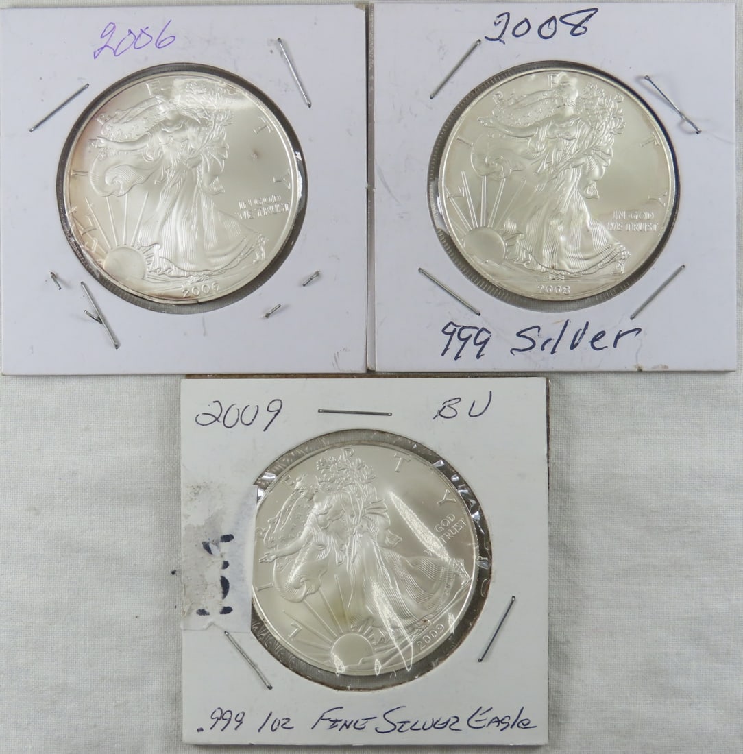 2006, 2008, & 2009 American Silver Eagles (1 of 8)