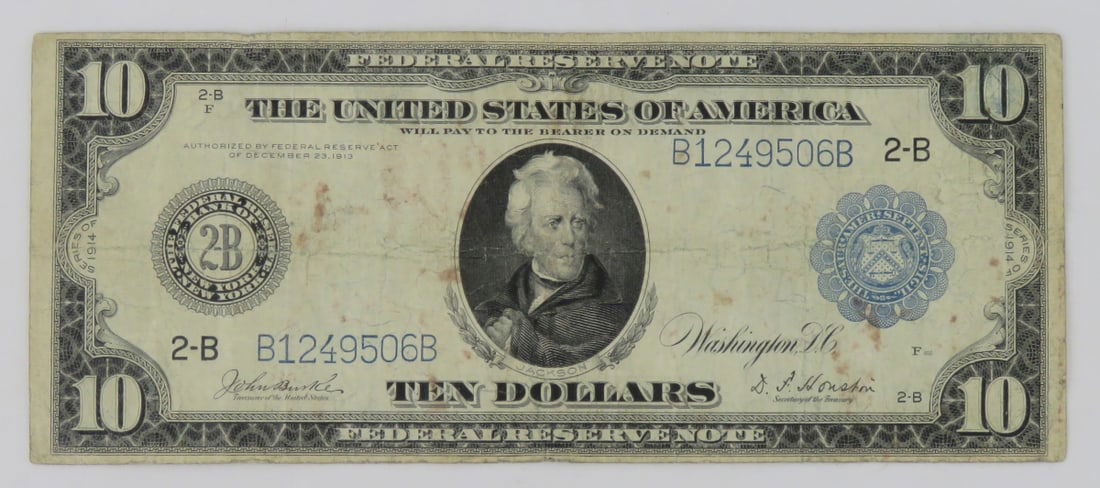 1914 $10 Fed Reserve Note Ag & Industry (1 of 8)