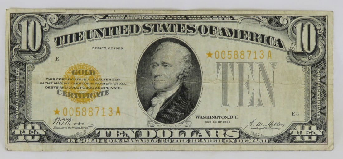 1928 $10 Gold Certificate Star Note (1 of 8)