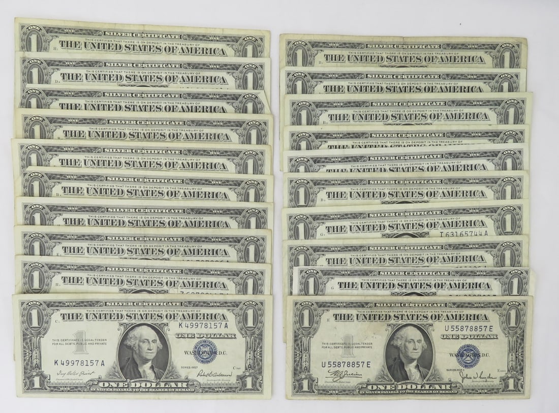 20 1935 & 1957 $1 Silver Certificates (1 of 9)