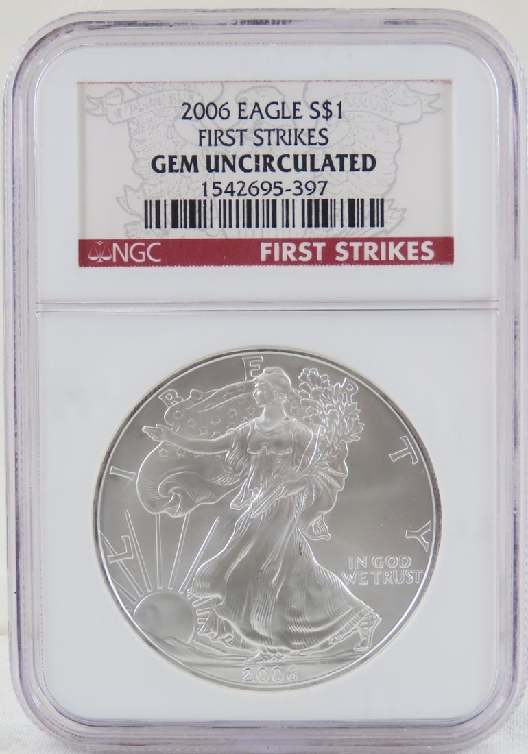 2006 American Silver Eagle 1st Strike Gem Unc (1 of 4)