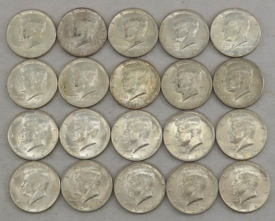 $10 Face Value 1964 Silver Kennedy Half Dollars (1 of 12)
