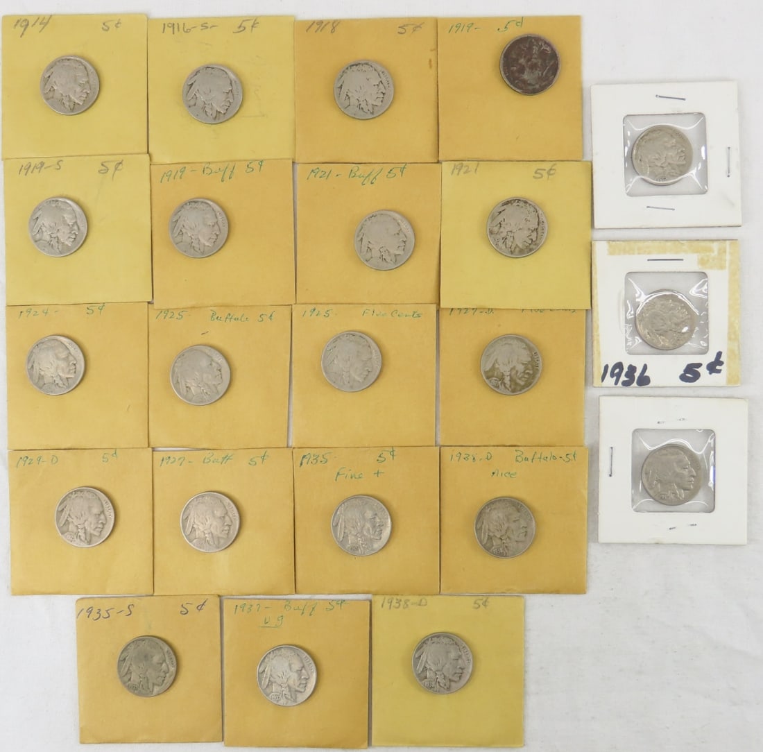 22 Better Date or Grade Buffalo Nickels (1 of 12)