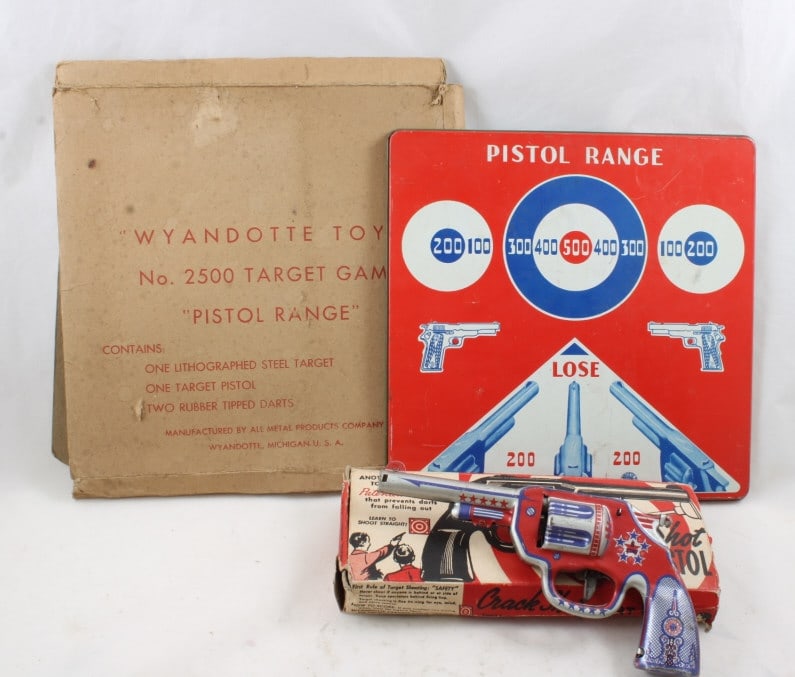 Wyandotte Dart Game Target & Toy Pistol: There are no darts. Original Boxes. As pictured. Please ask questions & read terms & conditions before bidding.