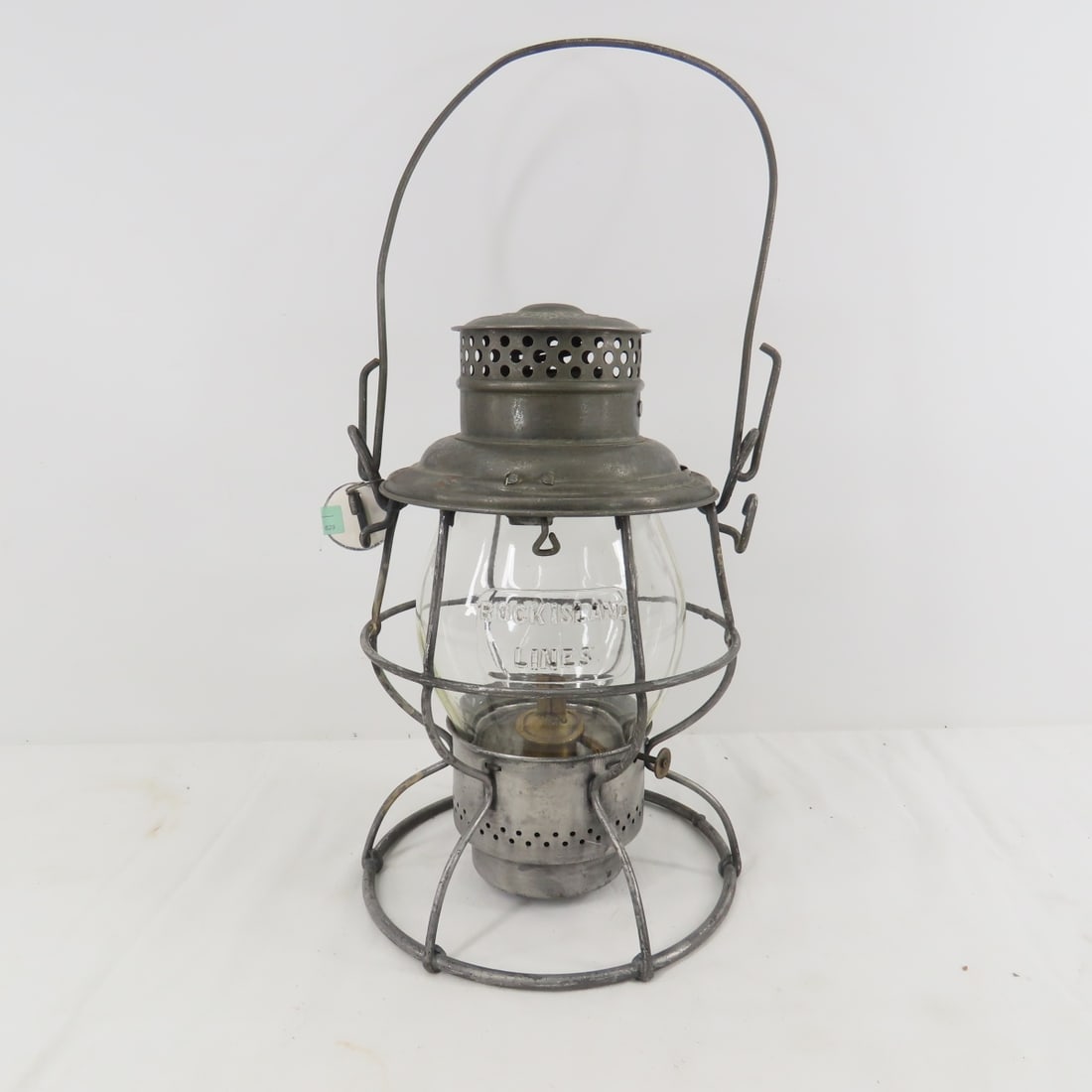 Rock Island Lines "Adlake" Reliable Lantern: clear glass - embossed and marked framed Please ask questions and read terms & conditions before bidding.