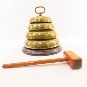 Antique ICRR 4 Level Brass Beehive Bell & Mallet