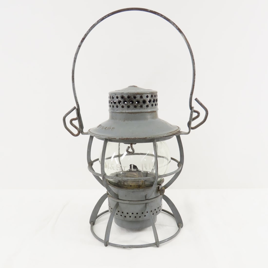 M&STL Dressel Short Glass Globe Lantern: Marked Frame & etched Glass Please ask questions and read terms & conditions before bidding.