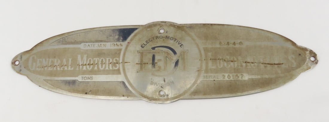 Jan 1955 GM Builders Plate 0-4-4-0, Serial 20107: Please ask questions and read terms & conditions before bidding.