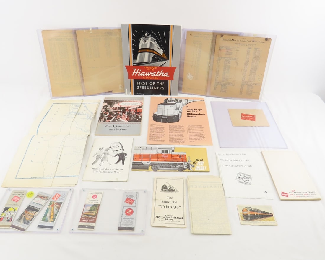 Milwaukee Road & Hiawatha Ads, Map & More: Please ask questions and read terms & conditions before bidding.
