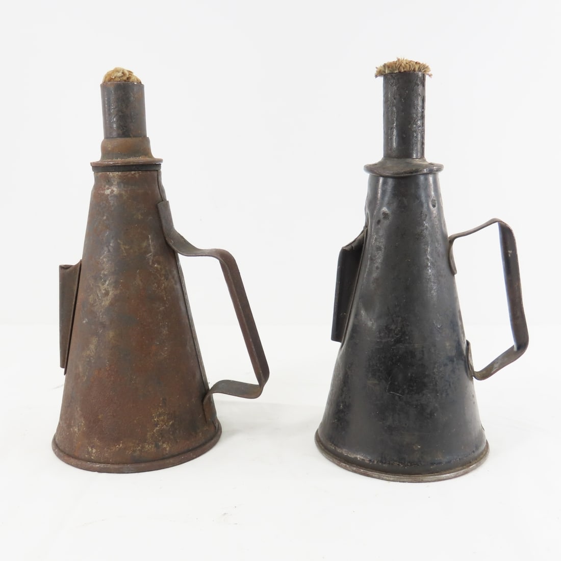 2 Cone Shaped Marked Torches -NPRY & CMSTP&P RR: Please ask questions and read terms & conditions before bidding.
