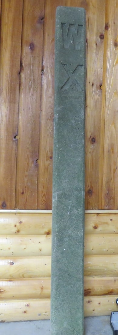 Concrete Whistle Stop Marker - 8': Approx 600 pounds- we do not have staff to move this- please come prepared. shipping freight Please ask questions and read terms & conditions before bidding.