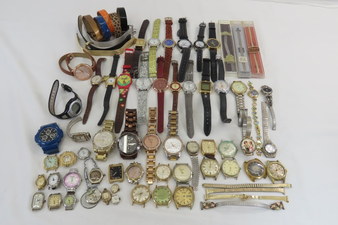 35+ Fashion Watches and Extra Bans- 1 Black Hills: 35+ Fashion Watches and Extra Bans- 1 Black Hills -1 ladies stretch band with Black hills Gold accents, Fossil, Relic, Perfection, Timex, Geneva, M&M, American Eagle, Hamilton, Gruen, Elgin, Bulova, W