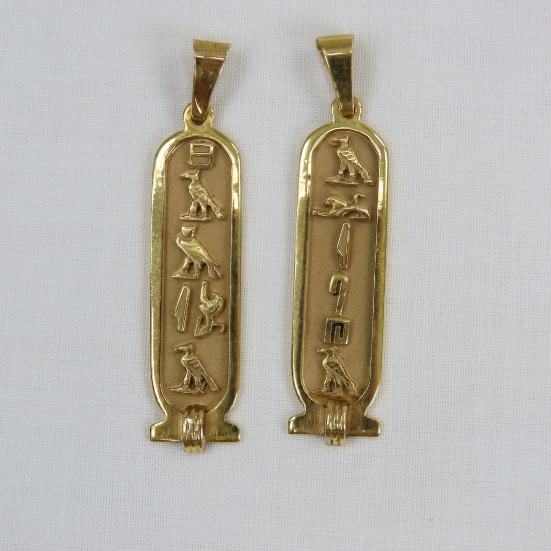 2 18kt Gold Egyptian Hieroglyph Cartouche Pendants (1 of 3)