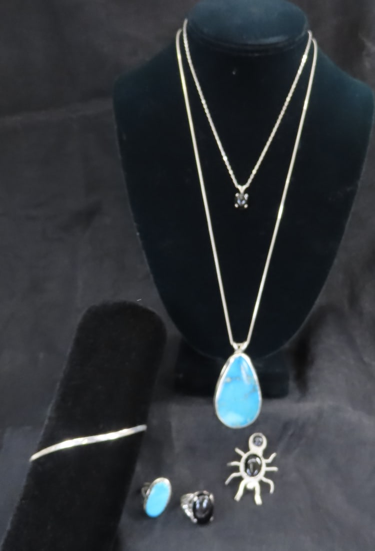 Sterling Silver, Onyx & Turquoise Jewelry (1 of 14)