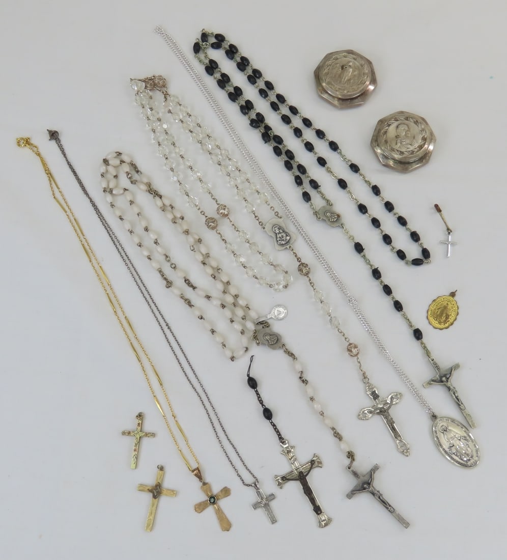 Religious Jewelry, Rosary & Boxes- some sterling (1 of 6)