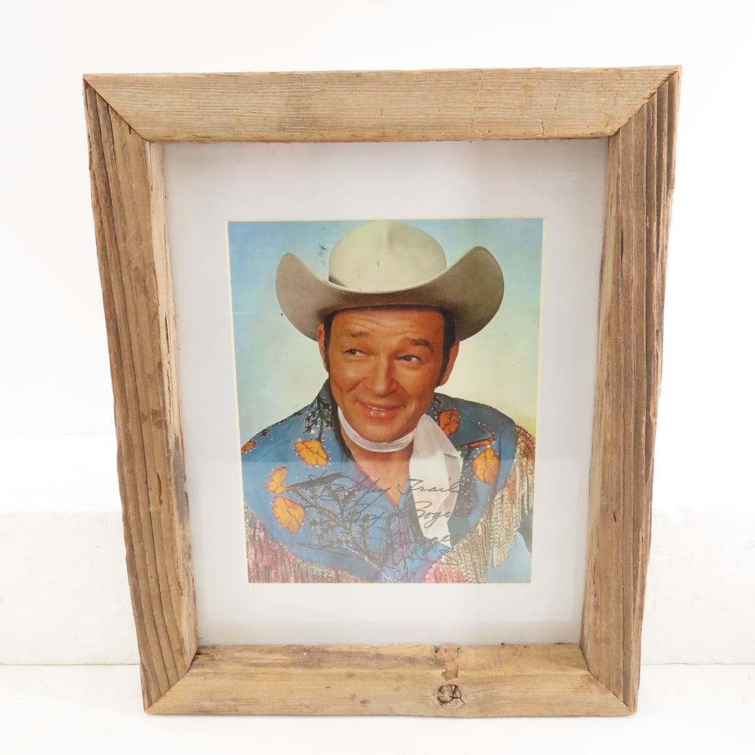Signed Roy Rogers picture in barn wood frame (1 of 3)