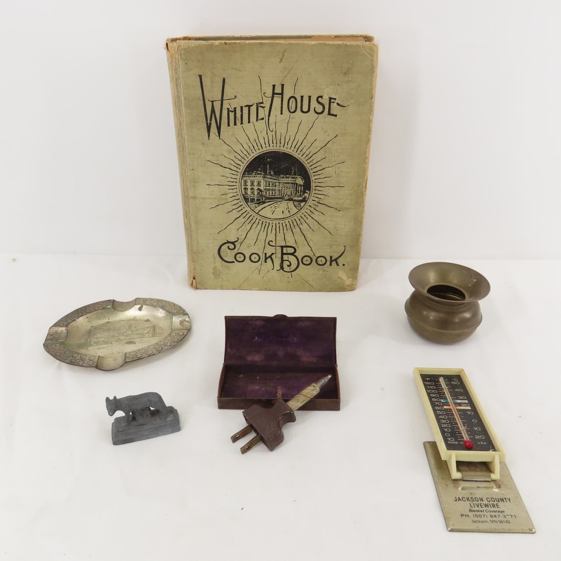 White House cook book, spittoon, ashtray & more: White House cook book, spittoon, ashtray & more - Please ask questions and read terms & conditions before bidding.
