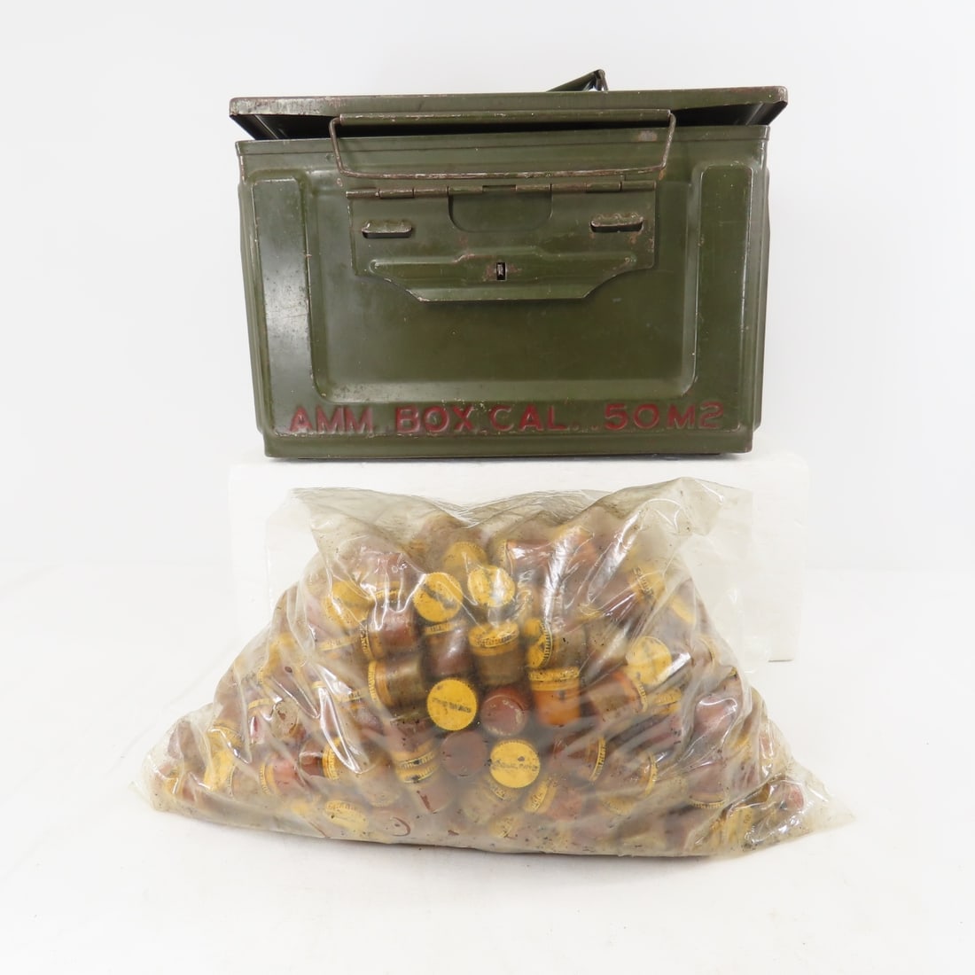 Ammunition can full of WWII M1 Garand grease pots: Ammunition can full of WWII M1 Garand grease pots- Please ask questions and read terms & conditions before bidding.