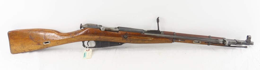 1955 Chinese Mosin Nagant Carbine Rifle 7.62x54mmR: 1955 Chinese Mosin Nagant Carbine Rifle 7.62x54mmR-receiver, bolt, butt plate & magazine plate marked SN# 3314163, 20" barrel, hooded front sight, adjustable rear sight, folding bayonet, 5 round box m