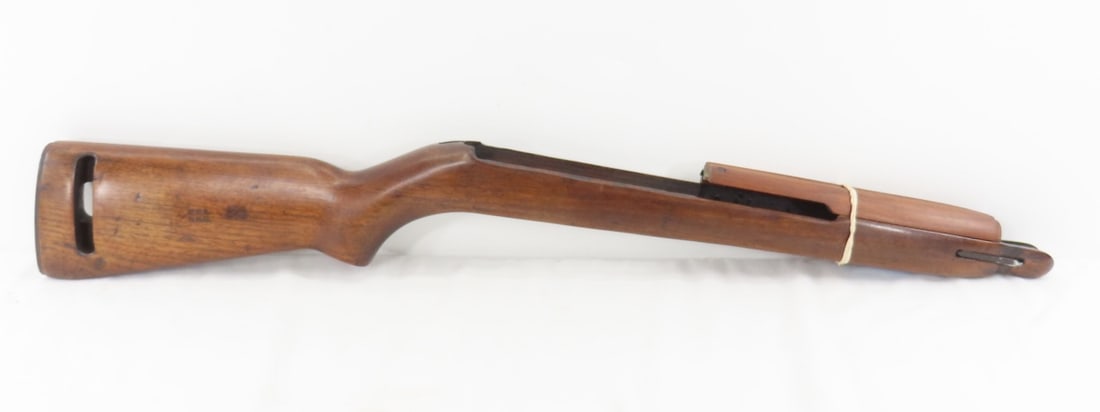 M1 Carbine Type III Wood Rifle Stock- Winchester: M1 Carbine Type III Wood Rifle Stock- Winchester-oval cut out, low wood slide, 3 3/16" barrel channel, "WRA GHD" with crossed cannon on right side "W" slingwell, 152 on bridge, P in circle and P on fr
