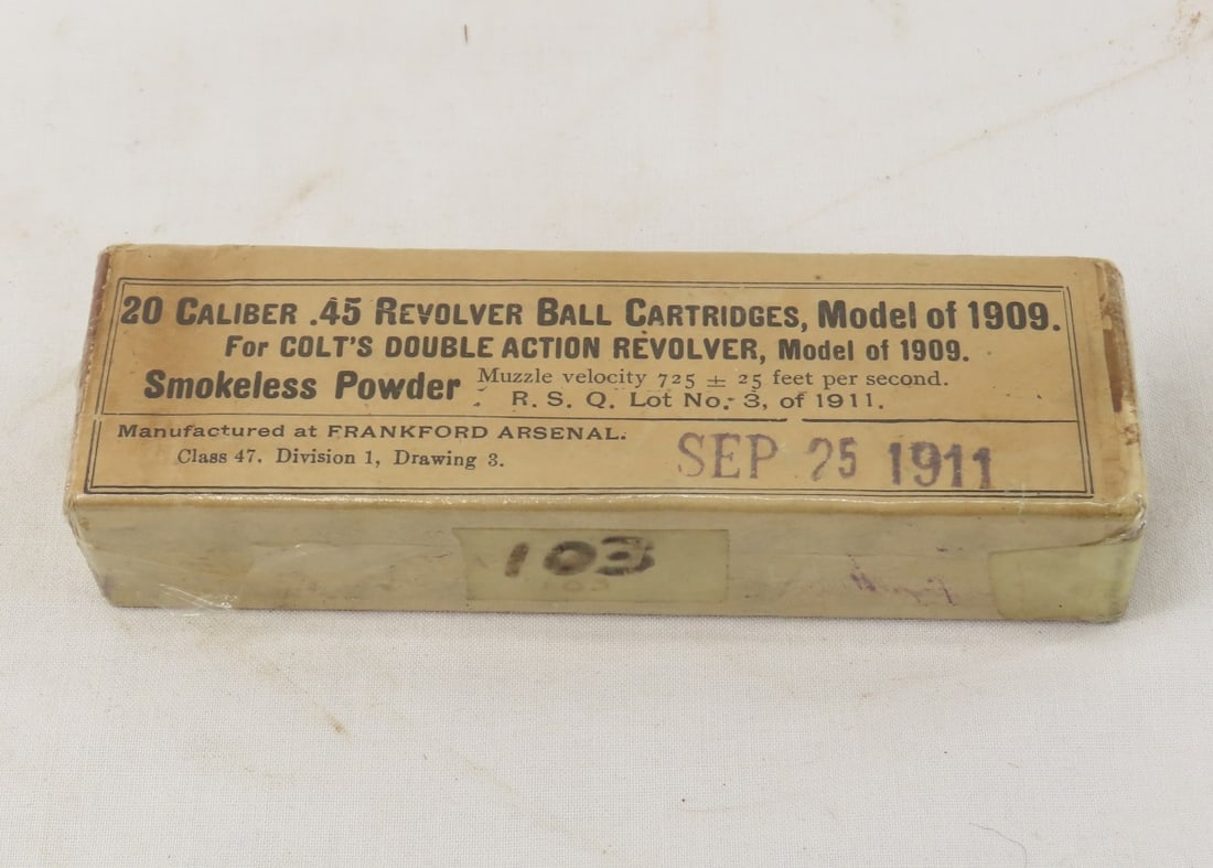 Ammunition 20 Cal.45 Revolver Ball Cartridges 1911: Ammunition 20 Cal.45 Revolver Ball Cartridges 1911-For Colt's double action revolver, Model of 1909 Please ask questions and read terms & conditions before bidding.