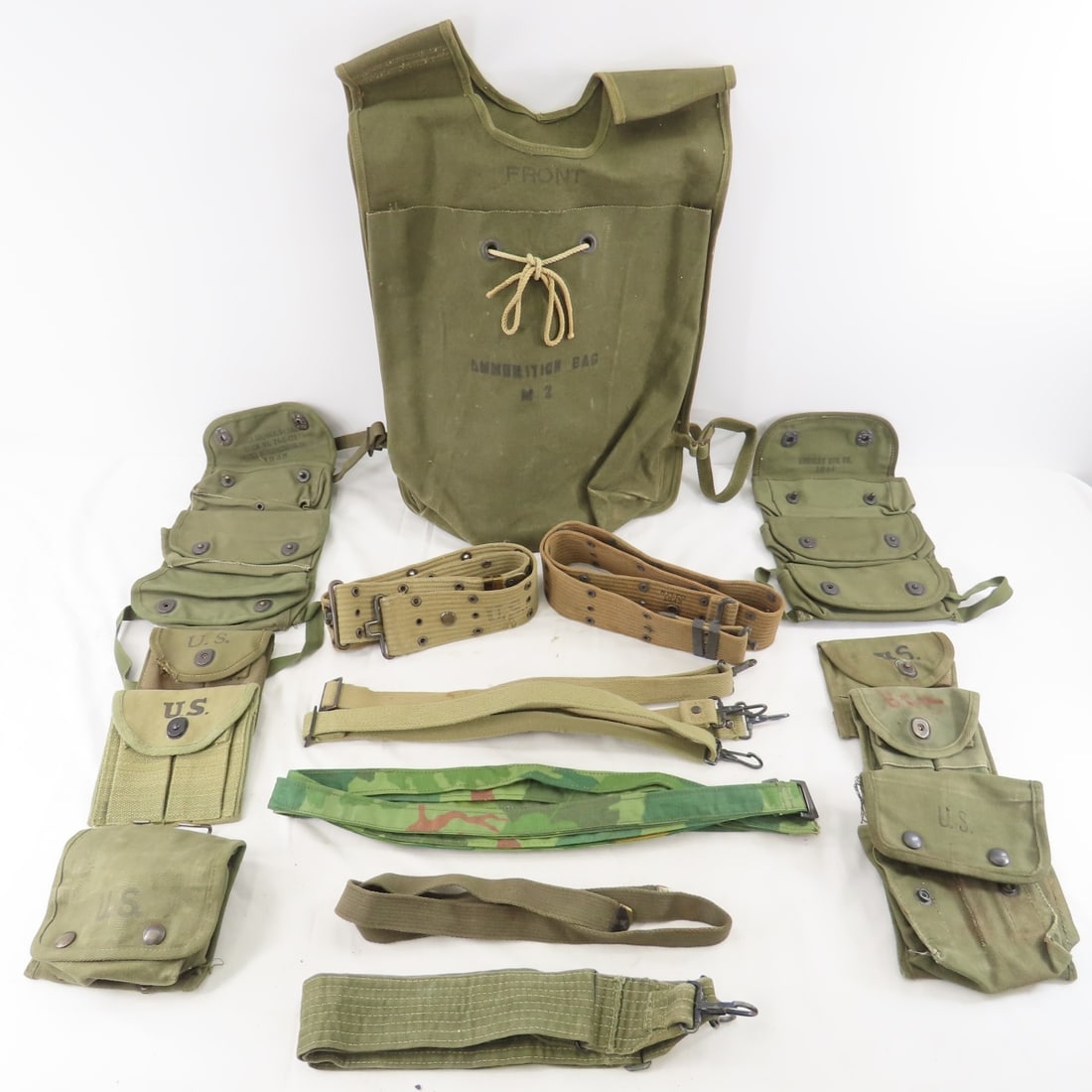 US Military M2 ammunition bag ammo pouches, belts: US Military M2 ammunition bag ammo pouches, belts- Please ask questions and read terms & conditions before bidding.