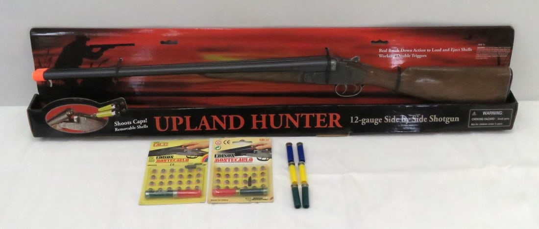 Upland Hunter 12ga SxSe Shotgun Cap Gun with Box: Upland Hunter 12ga SxSe Shotgun Cap Gun with Box - Please read terms & conditions and ask questions before bidding.