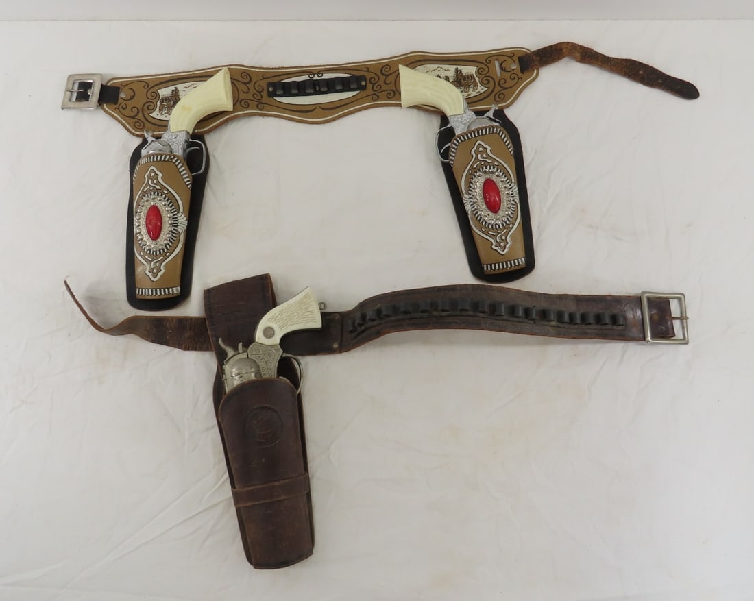 3 Vintage Pony Boy Cap Guns with Holster Belts (1 of 8)