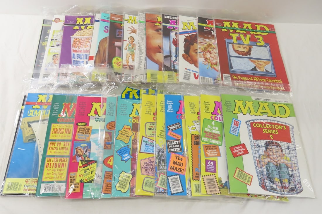 25 Mad Collector & Super Special Editions 1990s: 25 Mad Collector & Super Special Editions 1990s - 10 Mad Collectors Editions & 15 Mad Super Specials. All have wear expected from age, some have small writing on covers Please ask questions and read t