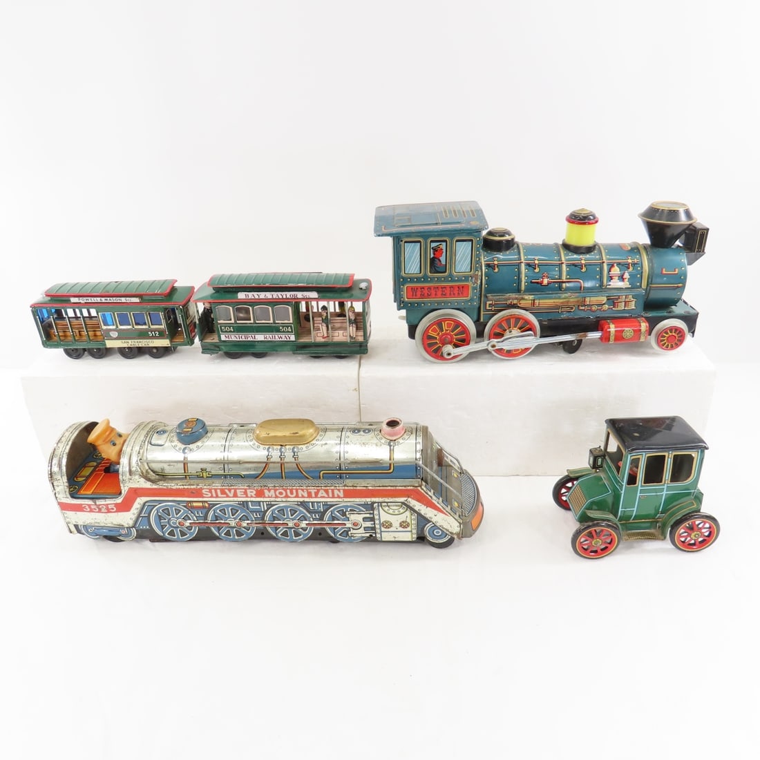 Vintage Tin Litho Trains And Car (1 of 20)
