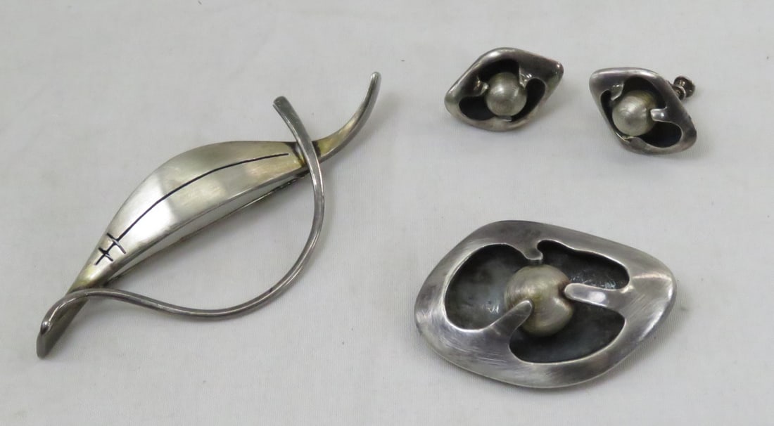 "Sigi" sterling brooch, and brooch & earring set (1 of 7)