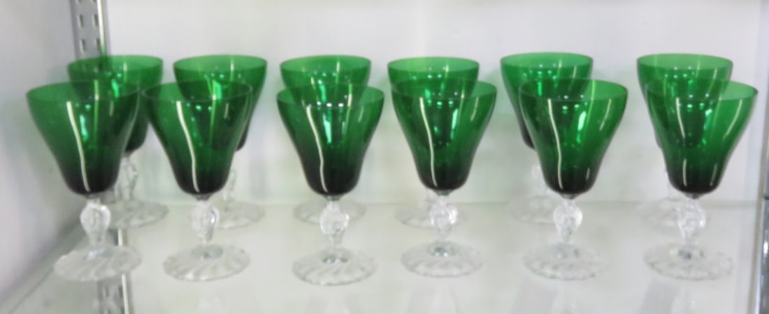 12 Fostoria Green Colonial Dame Water Glasses (1 of 3)