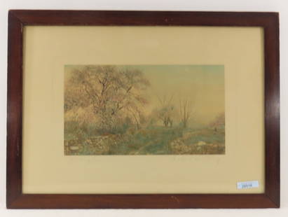 Wallace Nutting "A May Lane" Hand Colored Photo: Wallace Nutting "A May Lane" Hand Colored Photo - picture is 13x7 1/4" hand signed and framed 22 1/4 x 16 1/4" Wallace Nutting (1861 - 1941) was active/lived in Massachusetts, Rhode Island. Wallace Nu