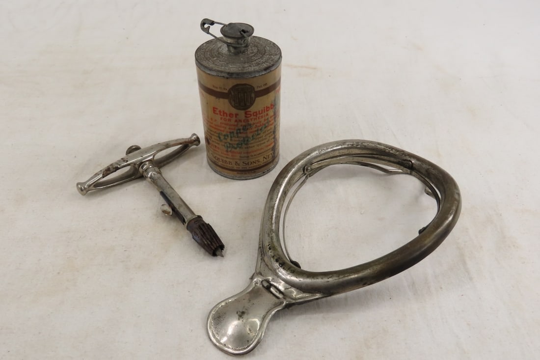 1800's Anesthesia Mask Holder, Can & Trephine (1 of 8)
