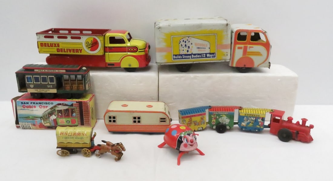 8 Tin Litho Trucks, Wind-ups,Casey Jr Train & More (1 of 20)