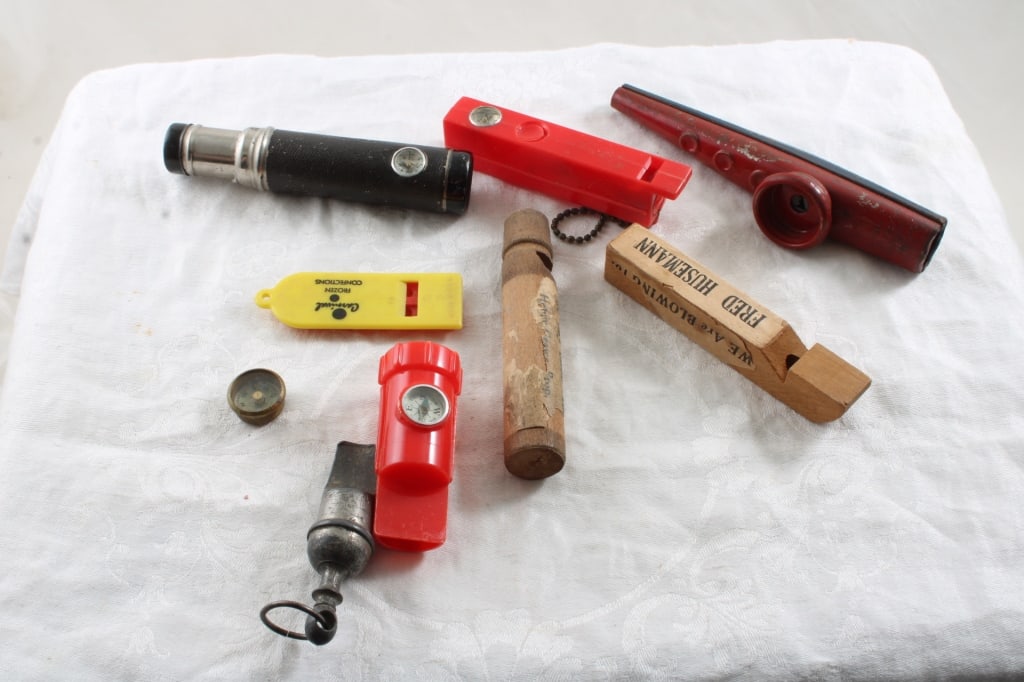 Vintage Lot of Whistles, Spy Glass, Compasses (1 of 20)
