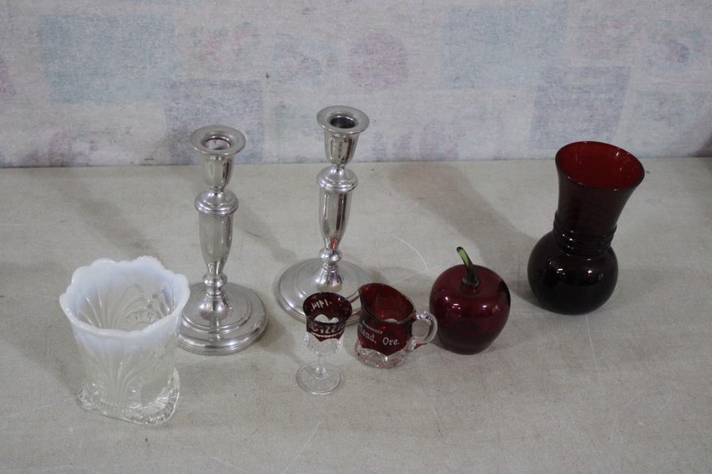 1914 & Other Ruby Flash, Pewter Candlesticks (1 of 15)
