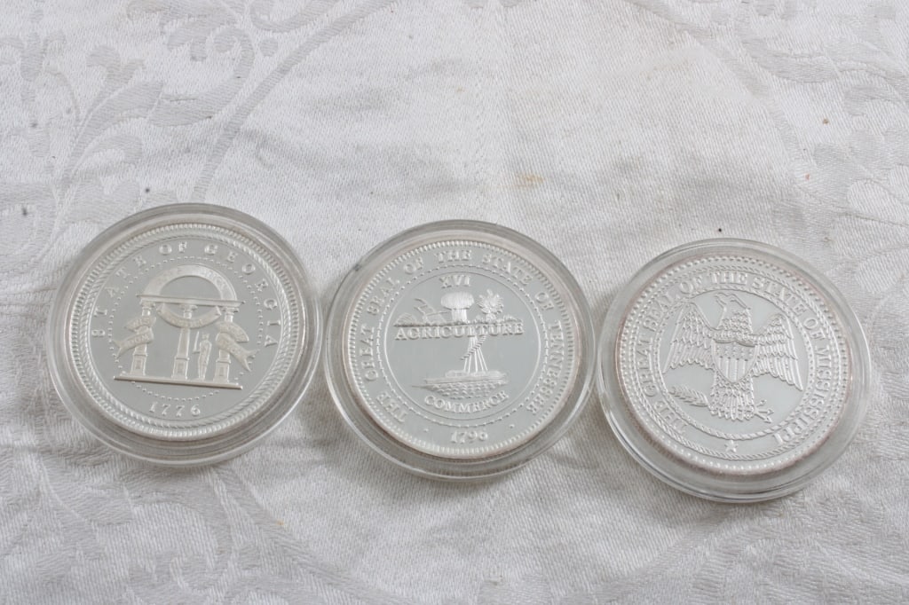 3 Confederate States Deo Vendici Silver Tokens (1 of 7)