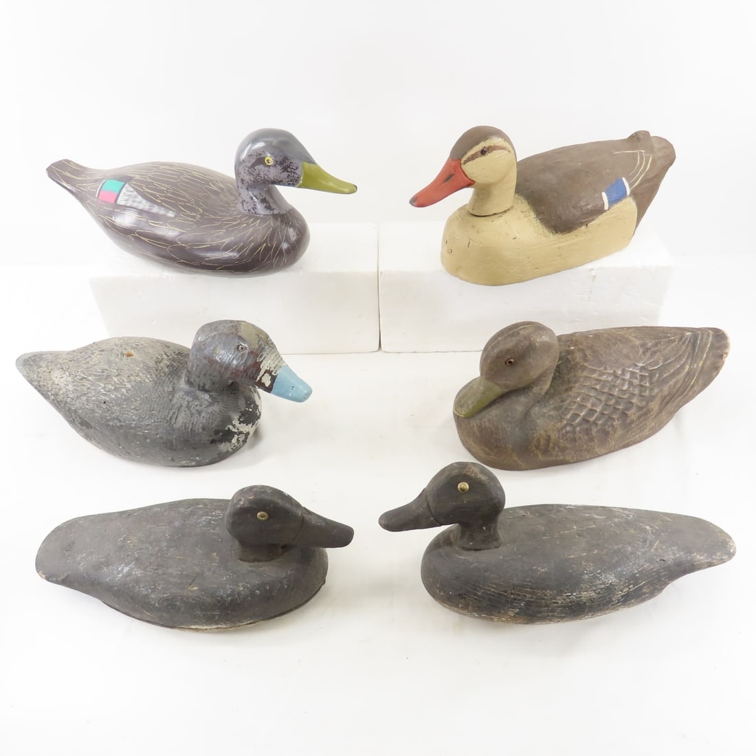 6 Vintage Wood Duck Decoys, Mallards & Hens (1 of 10)