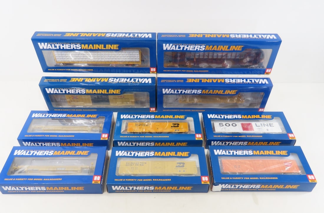 10 Walthers Mainline HO scale train cars NIP: 10 Walthers Mainline HO scale train cars NIP - Please ask questions and read terms & condition before bidding.