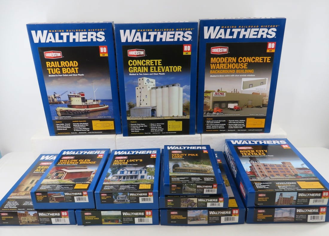 12 Walthers HO scale model kits, open boxes (1 of 15)