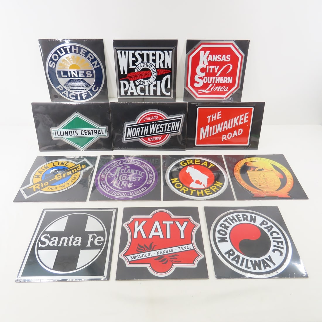 13 Micro Scale metal embossed RR Signs Sealed (1 of 16)