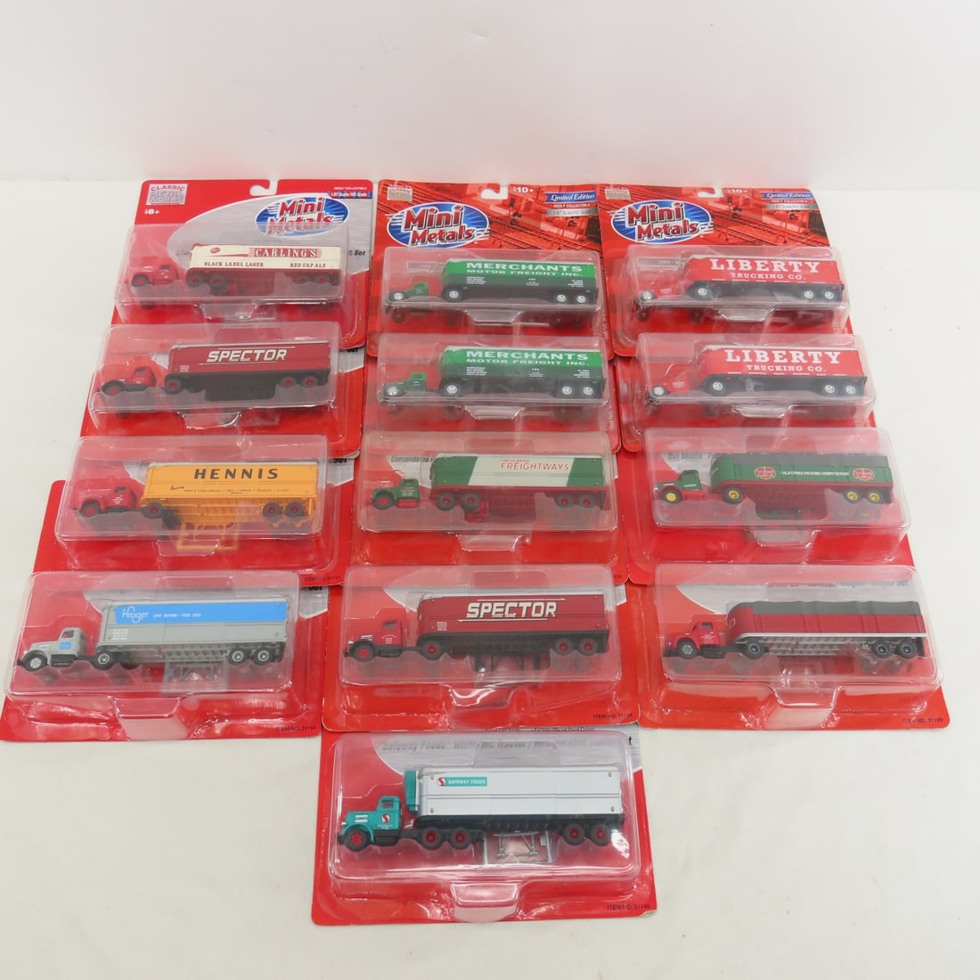 12 Mini Metals 1:87 Semi Truck Trailers NIP: 12 Mini Metals 1:87 Semi Truck Trailers NIP - Classic Metal Works- 1 is separating from card Please ask questions and read terms & condition before bidding.