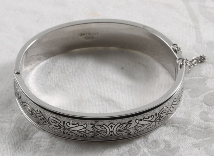 Binder Bros Sterling Silver Bangle Bracelet Etched (1 of 6)